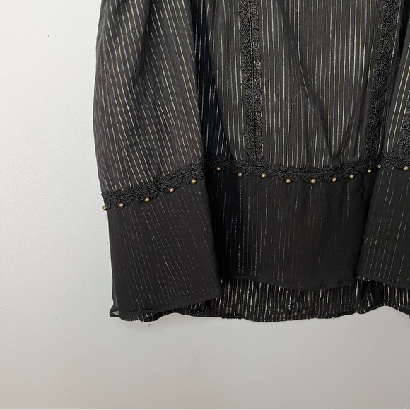 Nanette Lepore Vintage 2000s Isis Pinstripe Embroidered Chain Blouse Top Size 4 - Picture 15 of 16